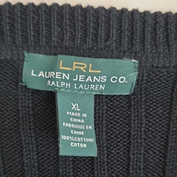 Ralph Lauren Black Ribbed Cotton Sweater - Picture 8 of 16